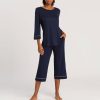 Lingerie De Nuit Hanro | Pyjama 3/4 En Tencel Deep Navy