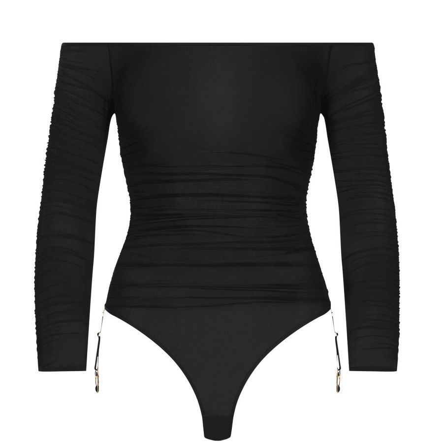 Lingerie Maison Close | Body String Col Bardot Noir