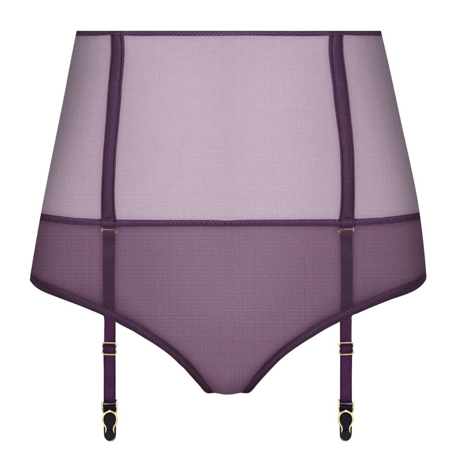 Lingerie Maison Close | Culotte Haute Ouverte Porte-Jarretelles Orchidee Violette