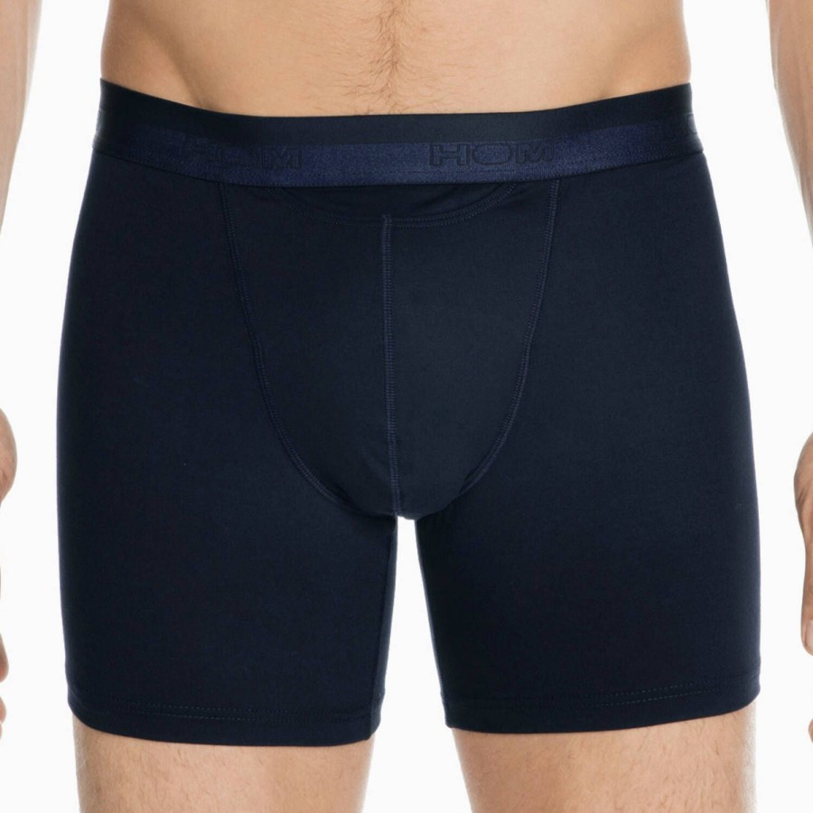 Homme HOM Boxer Homme | Boxer Long Avec Ouverture Homme En Coton Et Modal Navy