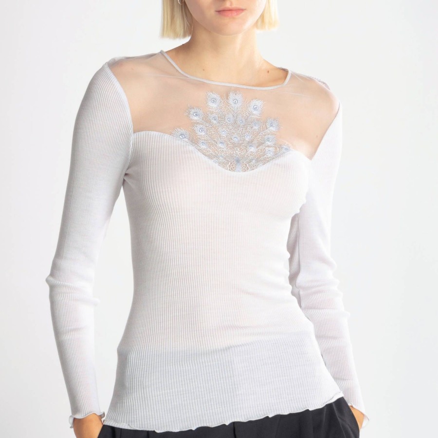 Lingerie De Nuit Oscalito | Pull Col Rond En Laine Et Soie Silver