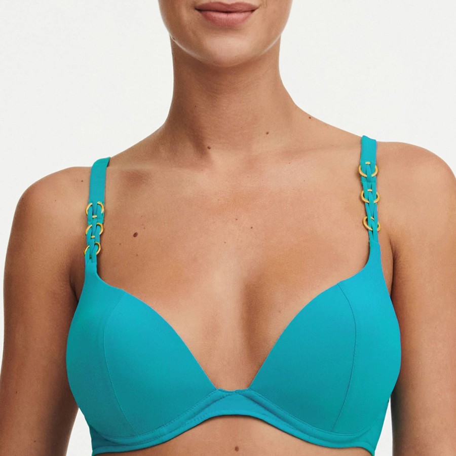 Maillots De Bain Chantelle Push-Up | Haut De Maillot De Bain Push-Up Bleu Lac