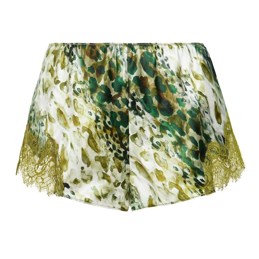 Lingerie De Nuit Sainted Sisters | Short En Soie Exotic Safari Green