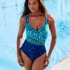 Maillots De Bain Miraclesuit Gainant / Sculptant / Ventre Plat | Maillot De Bain 1 Piece Gainant It'S A Wrap Armatures Bleu/Multicolore