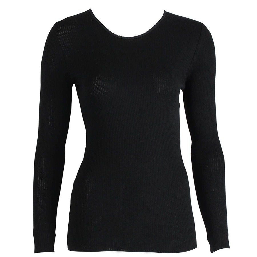 Lingerie De Nuit Oscalito | Pull En Coton Termotex Noir