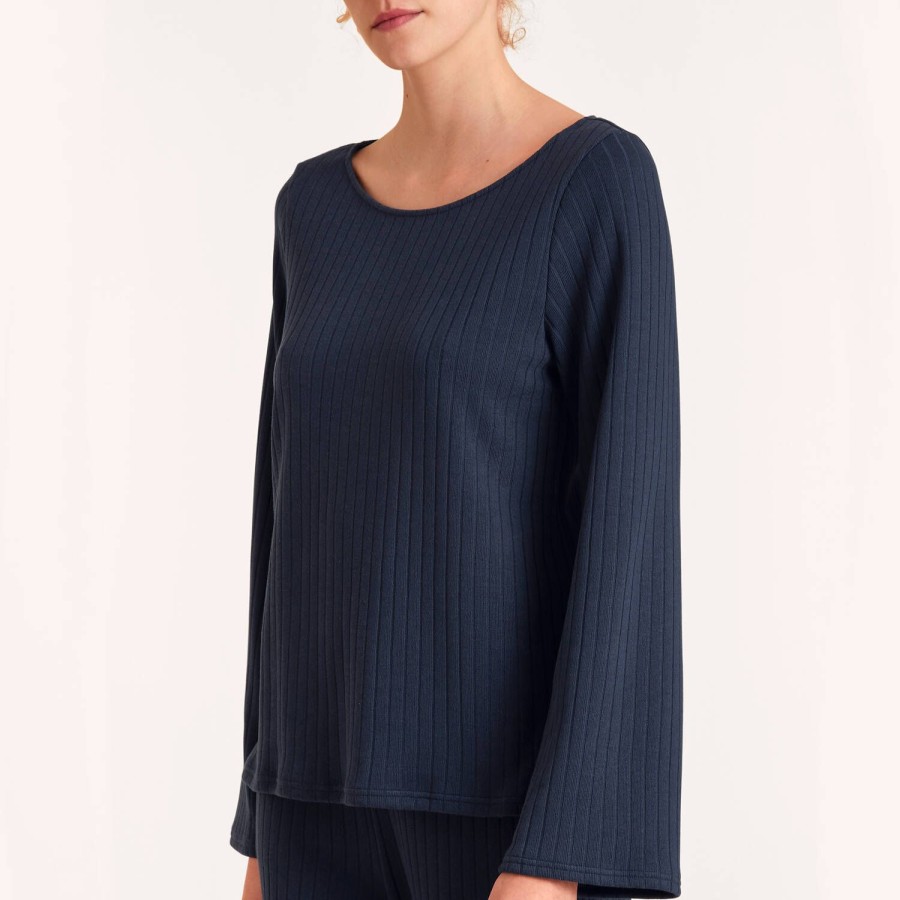 Lingerie De Nuit Calida | Pull En Coton Et Modal Dark Blue