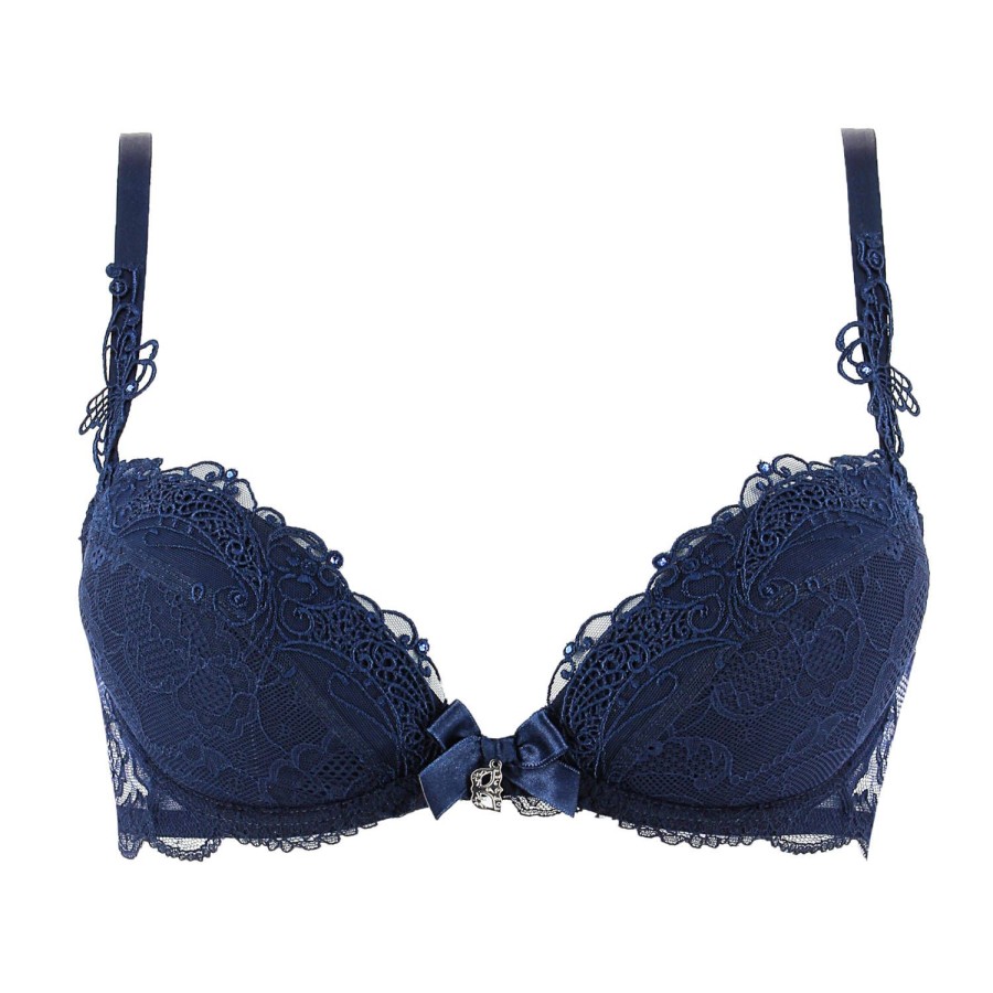 Soutiens-Gorge Lise Charmel | Soutien-Gorge Push-Up En Dentelle Bleu Venise