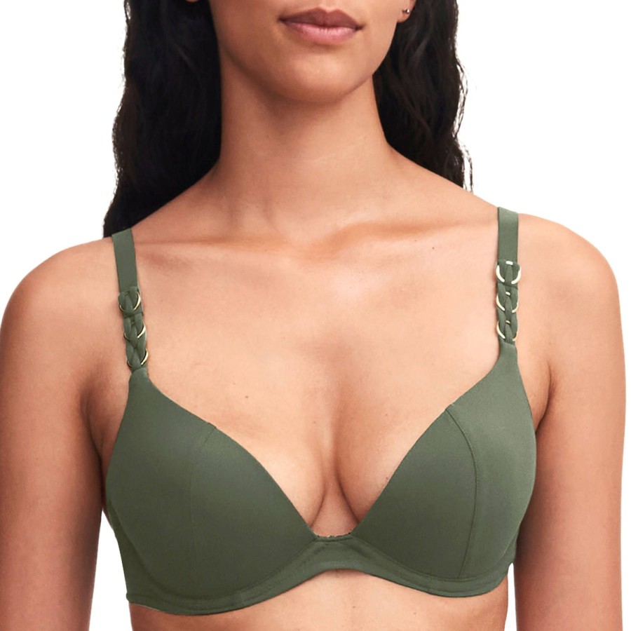 Maillots De Bain Chantelle Push-Up | Haut De Maillot De Bain Push-Up Khaki Green