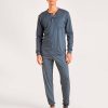 Homme Calida Pyjama Homme | Pyjama Manches Longues Homme En Coton Vintage Indigo