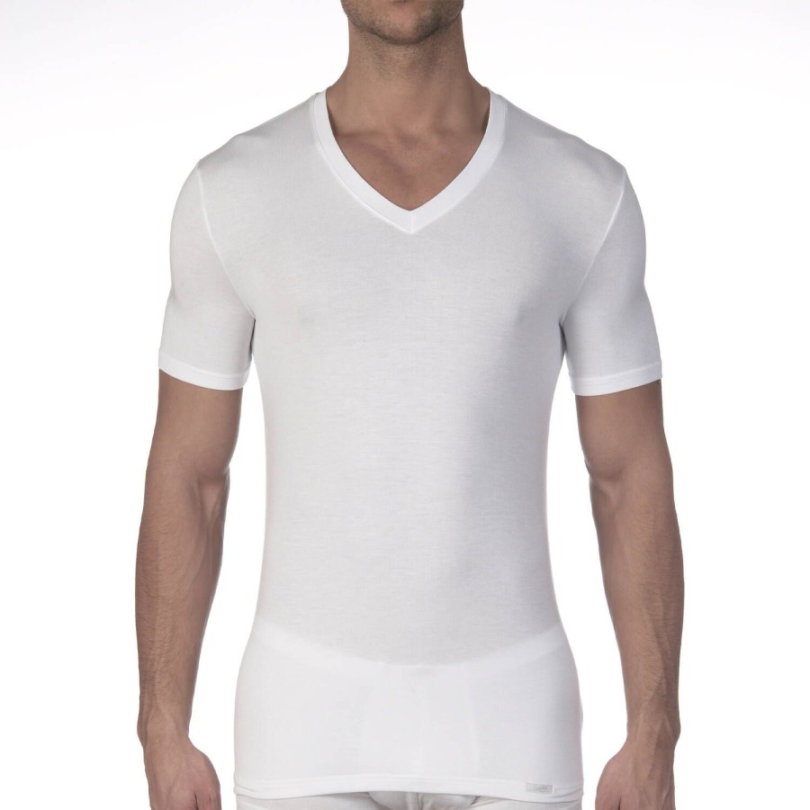 Homme Oscalito T-Shirt Et Debardeur Homme | T-Shirt Col V Homme Blanc