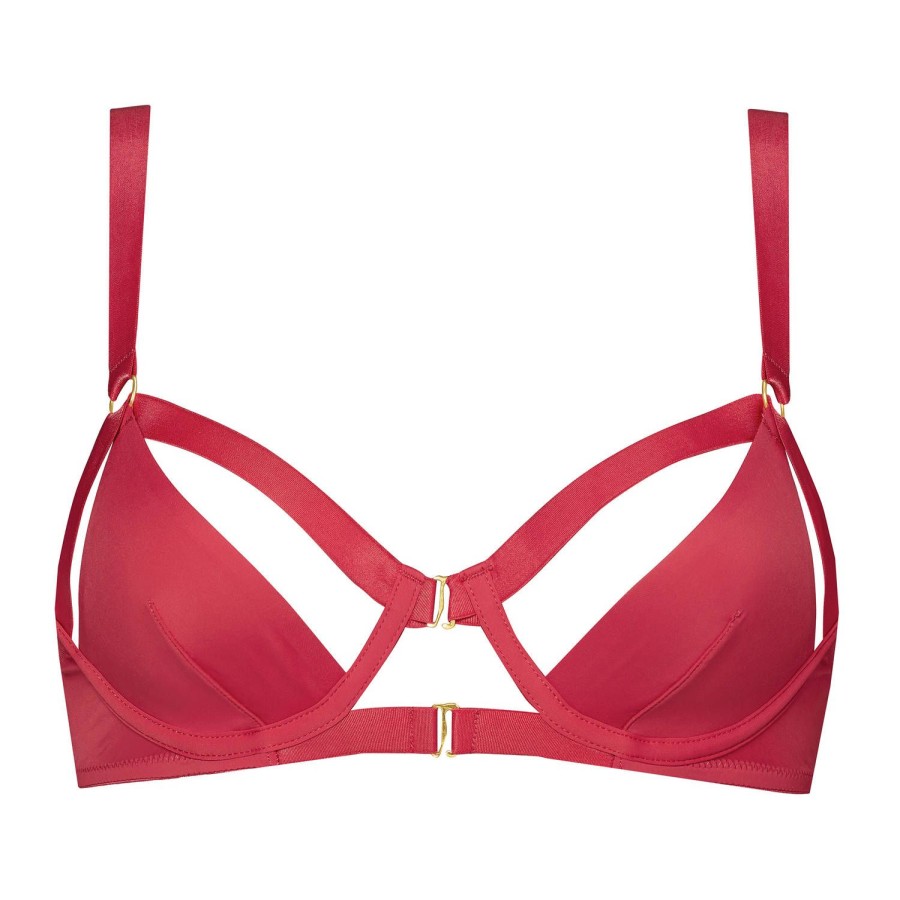 Soutiens-Gorge Maison Close | Soutien-Gorge Balconnet Ouvert Ouverture Frontale Rouge