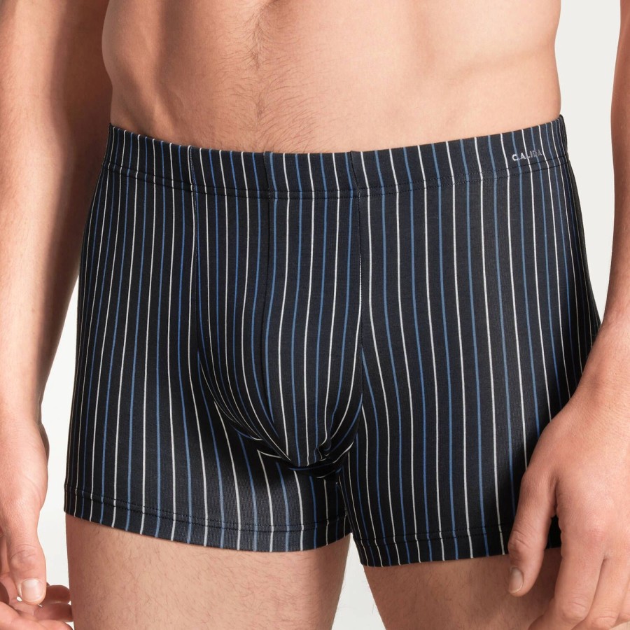 Homme Calida Boxer Homme | Boxer Raye Homme En Coton Noir