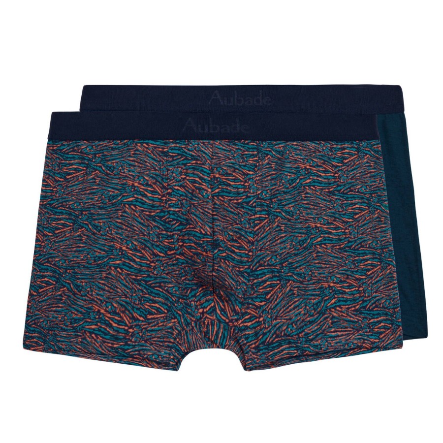 Homme Aubade Boxer Homme | Pack De 2 Boxers Homme En Coton Et Modal Blue Tiger