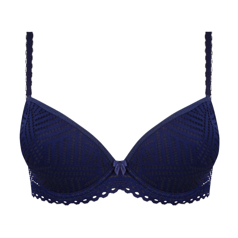 Soutiens-Gorge Antigel | Soutien-Gorge Coques En Dentelle Tressage Marine