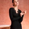 Lingerie De Nuit Lise Charmel | Top Manches Longues En Laine Et Soie Noir