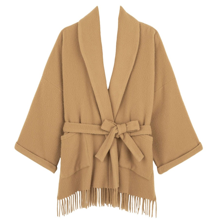 Lingerie De Nuit Laurence Tavernier | Poncho Court En Laine Bronze