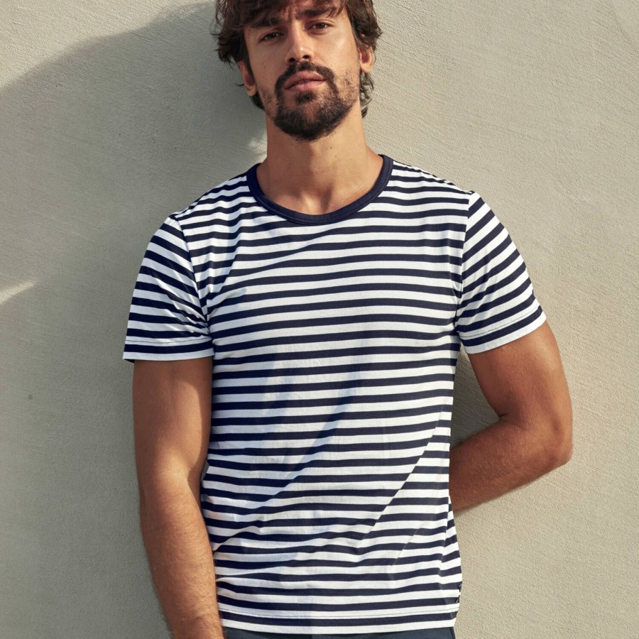 Homme Ron Dorff T-Shirt Et Debardeur Homme | T-Shirt Homme En Coton Navy/White