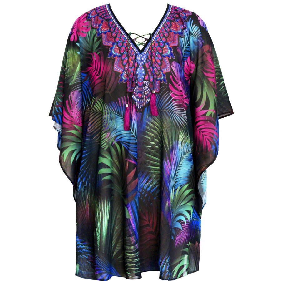 Maillots De Bain Miraclesuit Tunique De Plage & Pareo | Caftan De Plage Noir/Multicolore