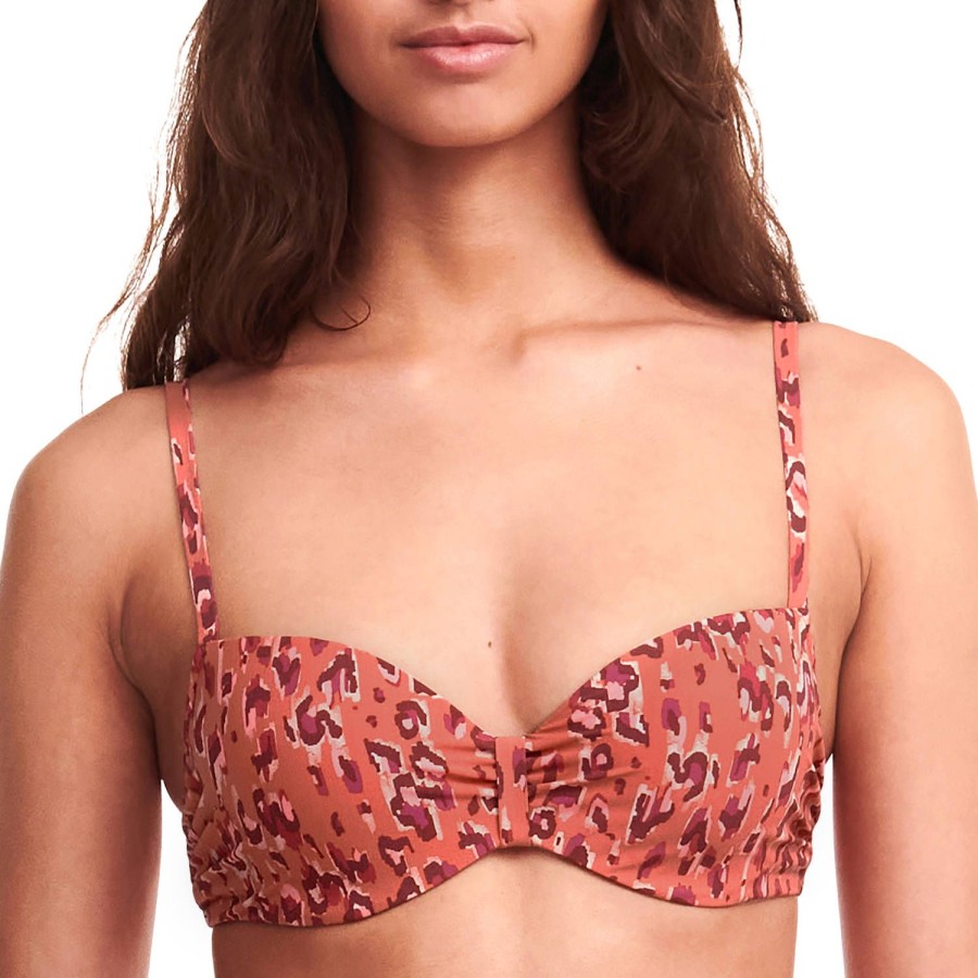 Maillots De Bain Chantelle Coques | Haut De Maillot De Bain Corbeille Coques Leopard Orange