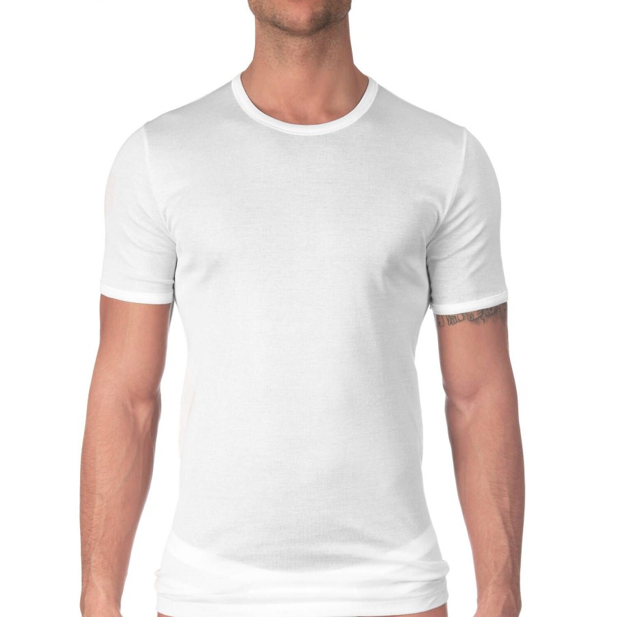 Homme Oscalito T-Shirt Et Debardeur Homme | T-Shirt Homme En Coton Fil D'Ecosse Blanc