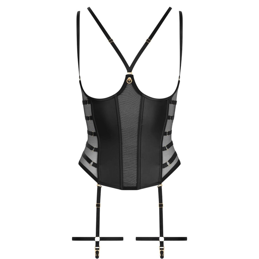 Lingerie Maison Close | Corset Seins Nus Porte-Jarretelles Noir