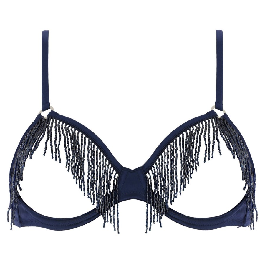 Soutiens-Gorge Fleur du Mal | Soutien-Gorge Ouvert En Soie Nighttime Blue