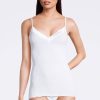 Lingerie De Nuit Oscalito | Caraco Cotele Col V En Coton Fil D'Ecosse Blanc