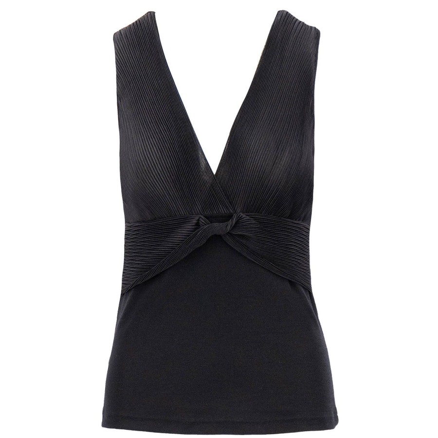 Lingerie De Nuit Oscalito | Top En Laine Merinos Et Soie Noir