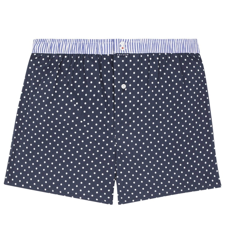 Homme Arthur Calecon Homme | Calecon Suspensoir Homme En Coton Pois Bleu