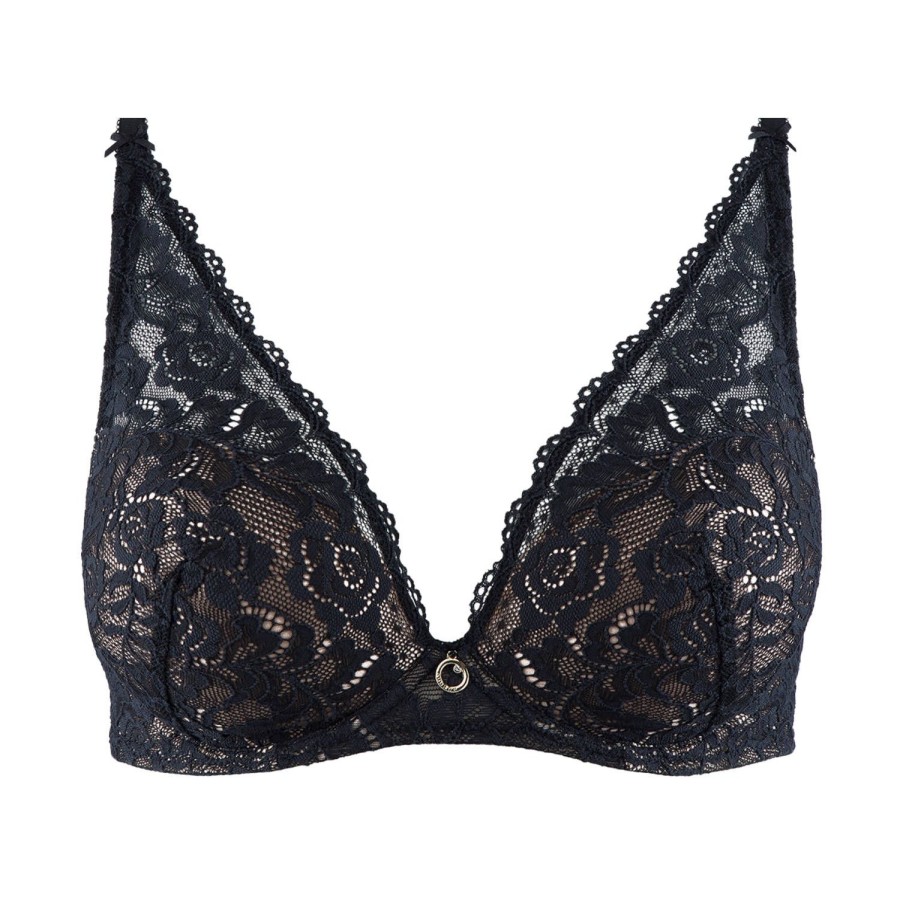 Soutiens-Gorge Aubade | Soutien-Gorge Push-Up Foulard En Dentelle Noir