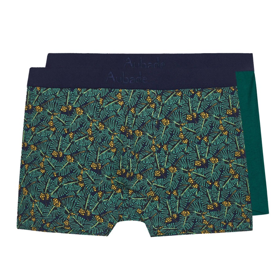 Homme Aubade Boxer Homme | Pack De 2 Boxers Homme En Coton Et Modal Green Life