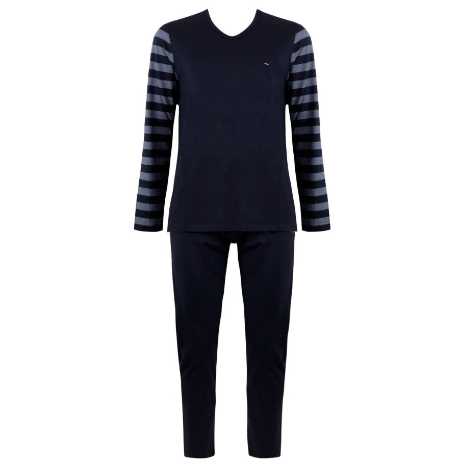 Homme Eden Park Pyjama Homme | Pyjama Homme En Coton Bleu Chine Moyen