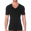 Homme Oscalito T-Shirt Et Debardeur Homme | T-Shirt Col V Homme En Coton Fil D'Ecosse Noir