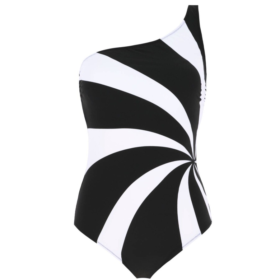 Maillots De Bain Gottex Autres Formes | Maillot De Bain 1 Piece Asymetrique Sans Armatures Black/White