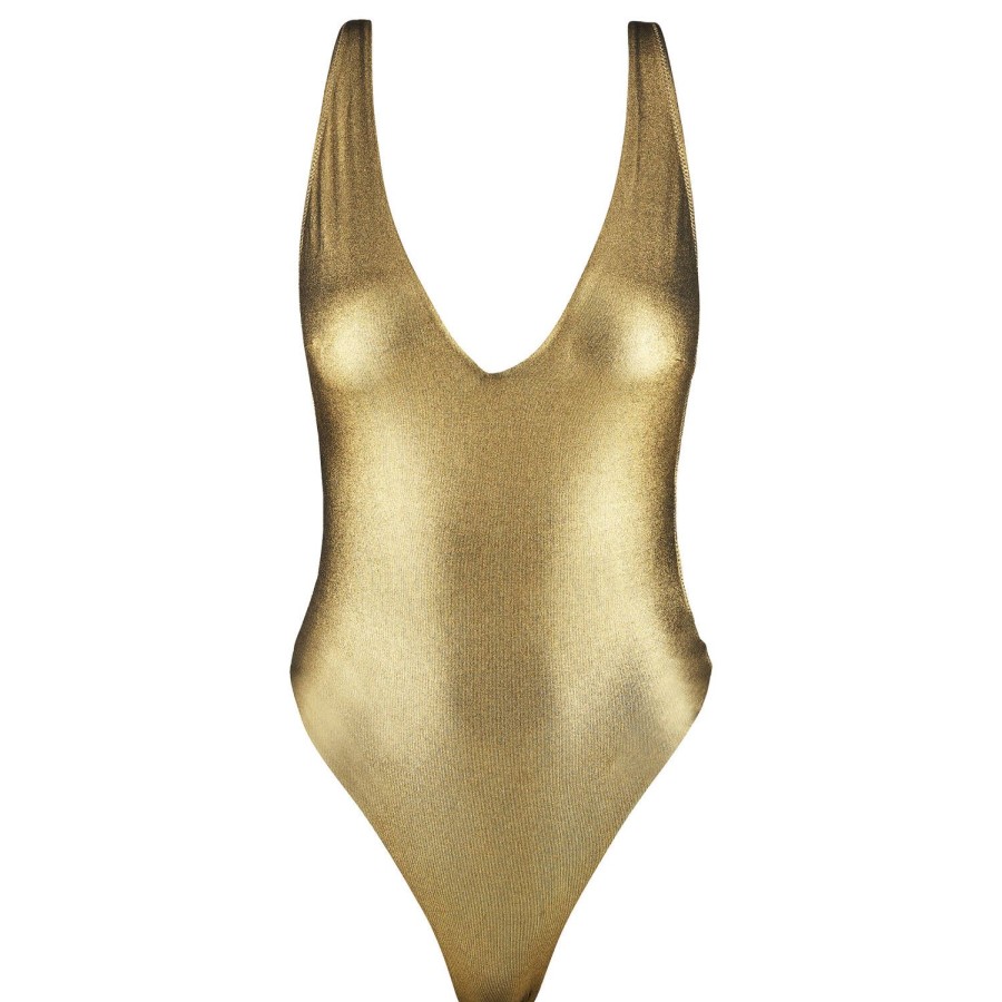 Maillots De Bain Aubade Sexy / Trikini | Maillot De Bain 1 Piece Dos Nu Sans Armatures Antique Gold