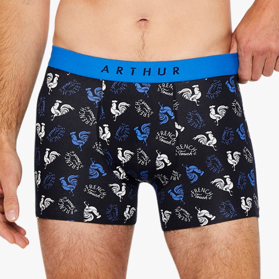 Homme Arthur Boxer Homme | Boxer Homme En Coton Noir Bleu