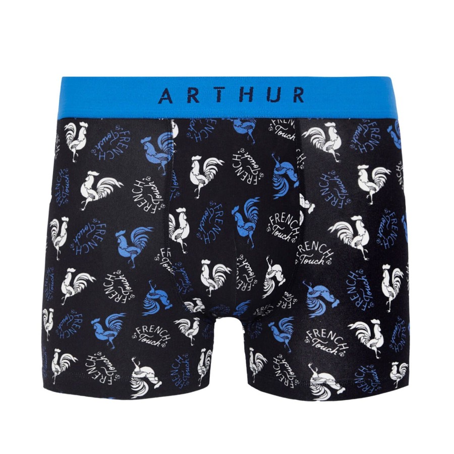 Homme Arthur Boxer Homme | Boxer Homme En Coton Noir Bleu