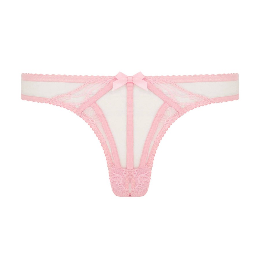 Culottes Agent Provocateur | Slip Ouvert En Dentelle Baby Pink