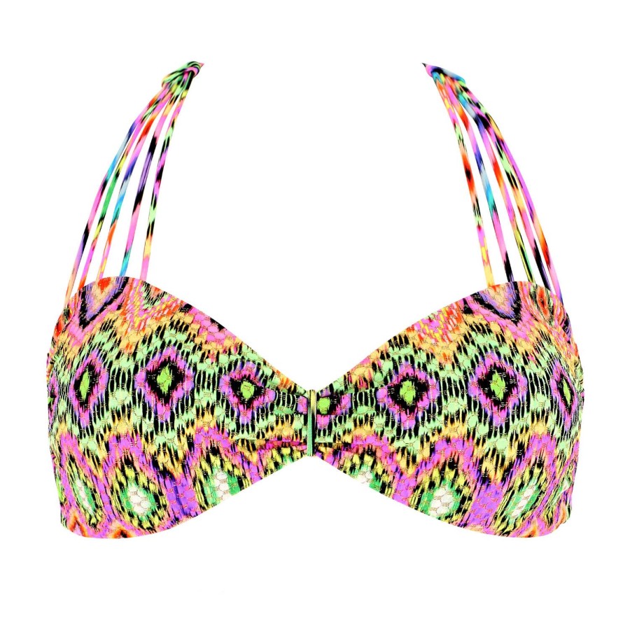 Maillots De Bain Luli Fama Bandeau | Haut De Maillot De Bain Bandeau Reversible Multicolor