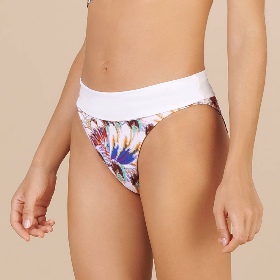 Maillots De Bain Pain de Sucre Culotte Haute | Bas De Maillot De Bain Culotte Haute Reversible Toby Plumes Multi