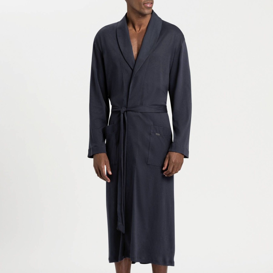 Homme Hanro Peignoir & Robe De Chambre Homme | Peignoir Long Homme En Coton Black Iris