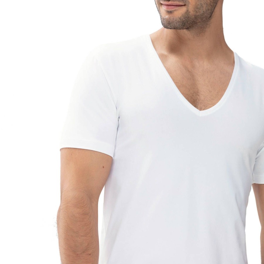 Homme Mey T-Shirt Et Debardeur Homme | T-Shirt Col V Homme En Coton Blanc