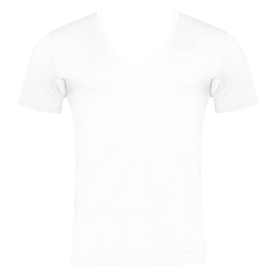 Homme Mey T-Shirt Et Debardeur Homme | T-Shirt Col V Homme En Coton Blanc