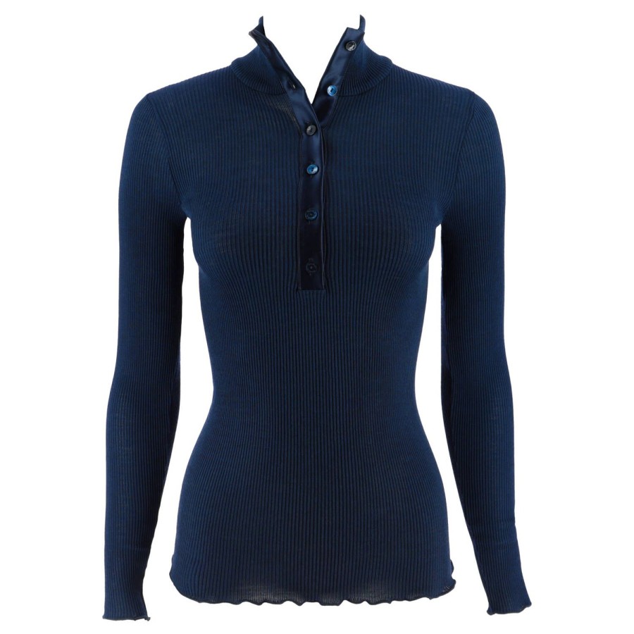 Lingerie De Nuit Oscalito | Pull En Laine Merinos Et Soie Blue