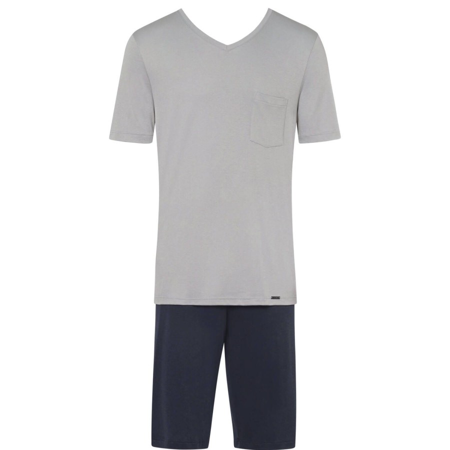 Homme Hanro Pyjama Homme | Pyjama Court Homme En Coton Mineral