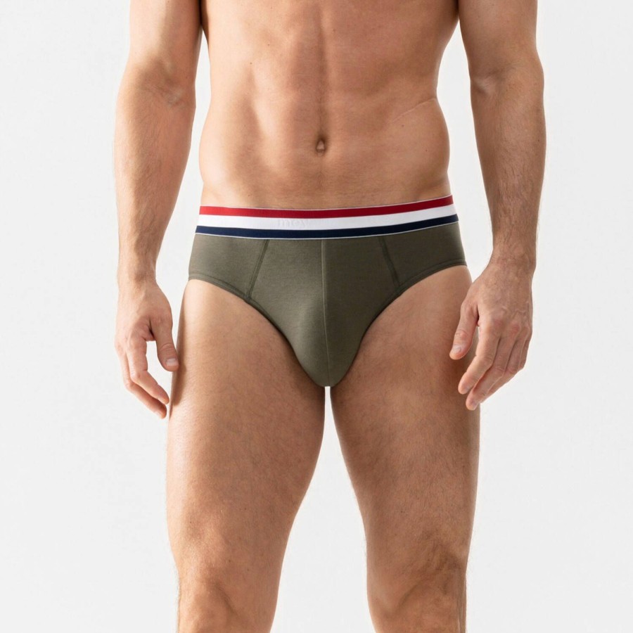 Homme Mey Slip Homme | Slip Homme En Coton Safari Green