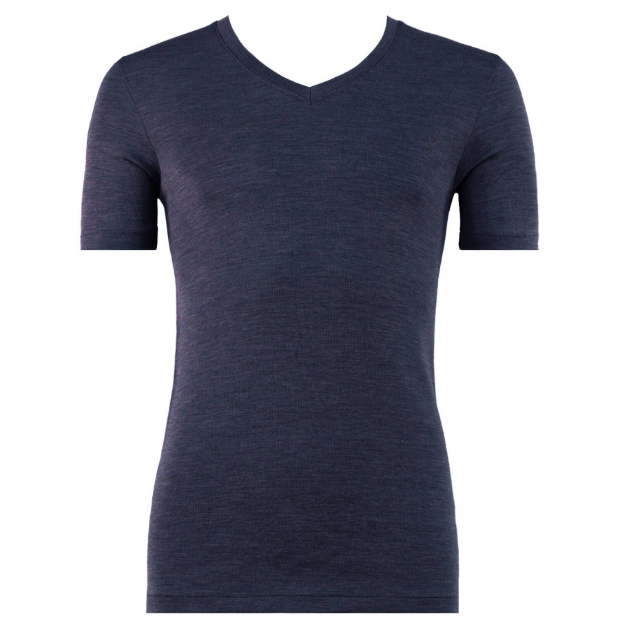 Homme Oscalito T-Shirt Et Debardeur Homme | T-Shirt Col V Homme En Laine Et Soie Blue