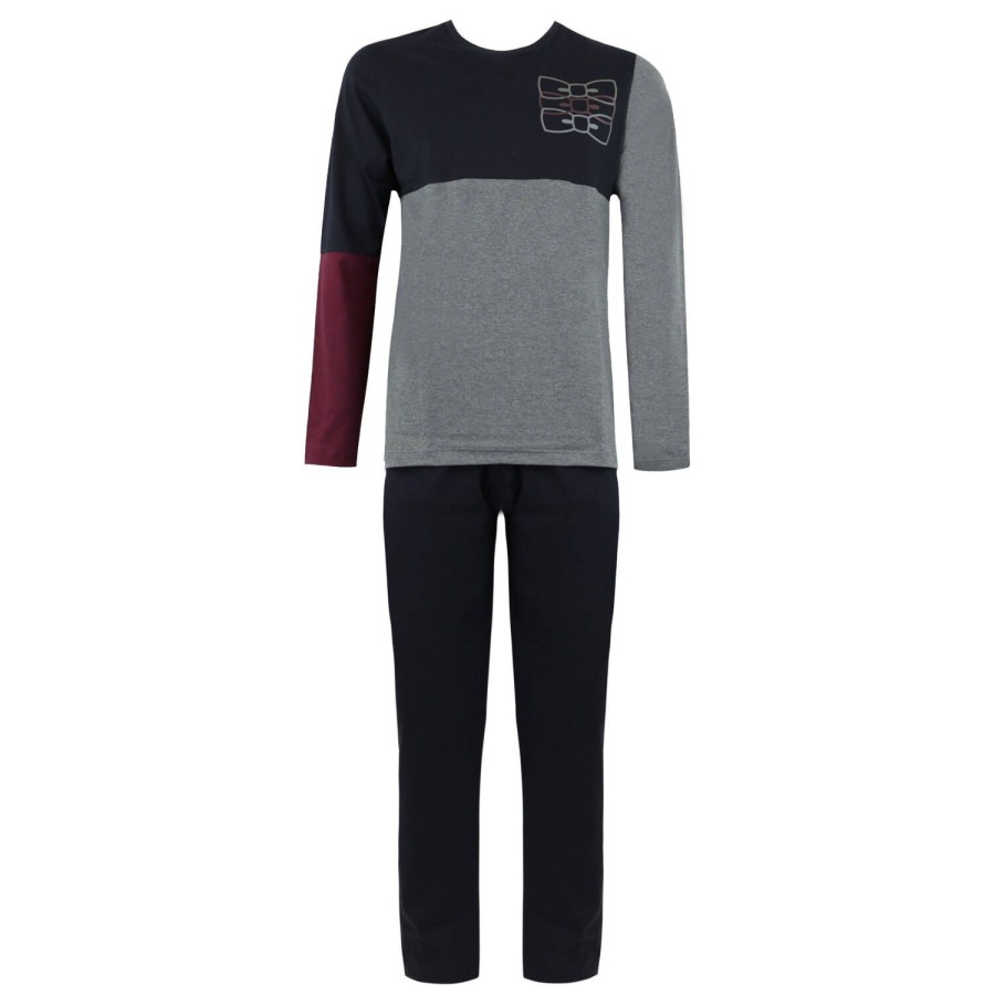 Homme Eden Park Pyjama Homme | Pyjama Homme En Coton Gris Chine Fonce