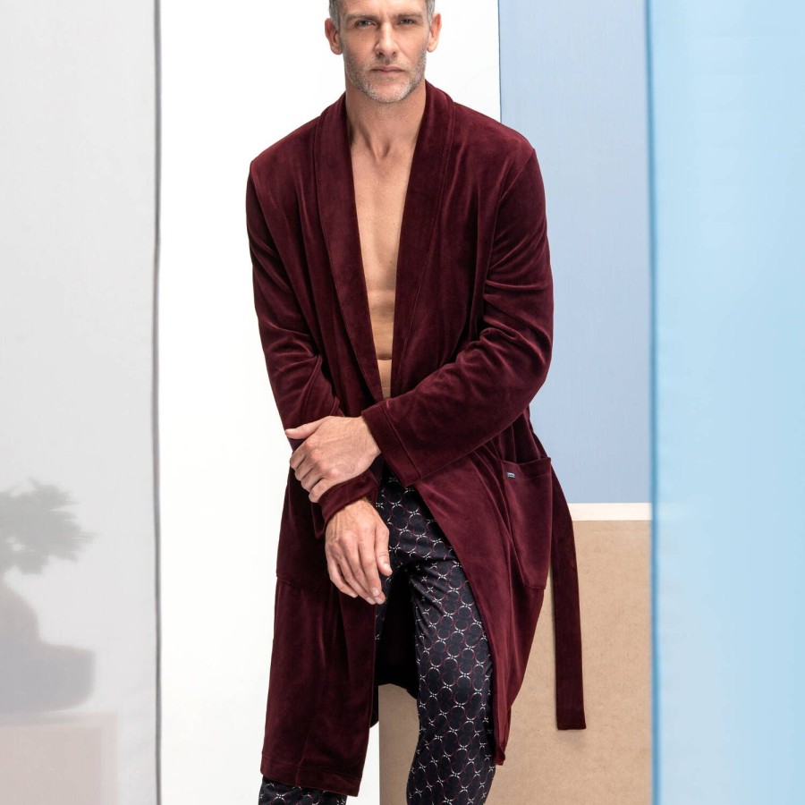 Homme Impetus Peignoir & Robe De Chambre Homme | Peignoir Homme En Coton Bordeaux