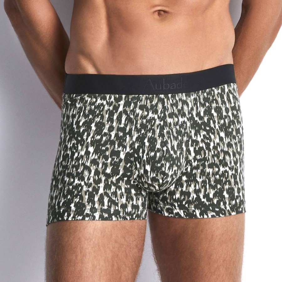 Homme Aubade Boxer Homme | Boxer Homme En Coton Et Modal Khaki Jungle